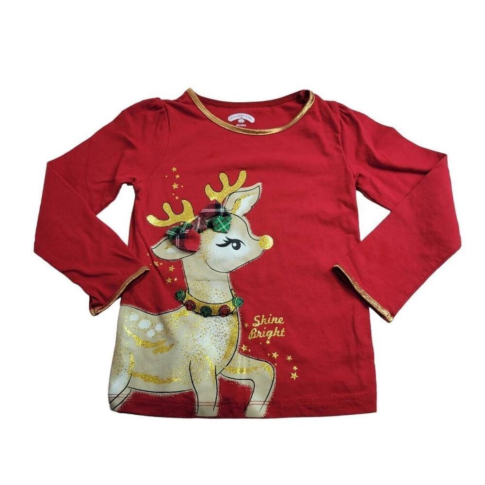 Holiday Time Christmas reindeer shirt 4T